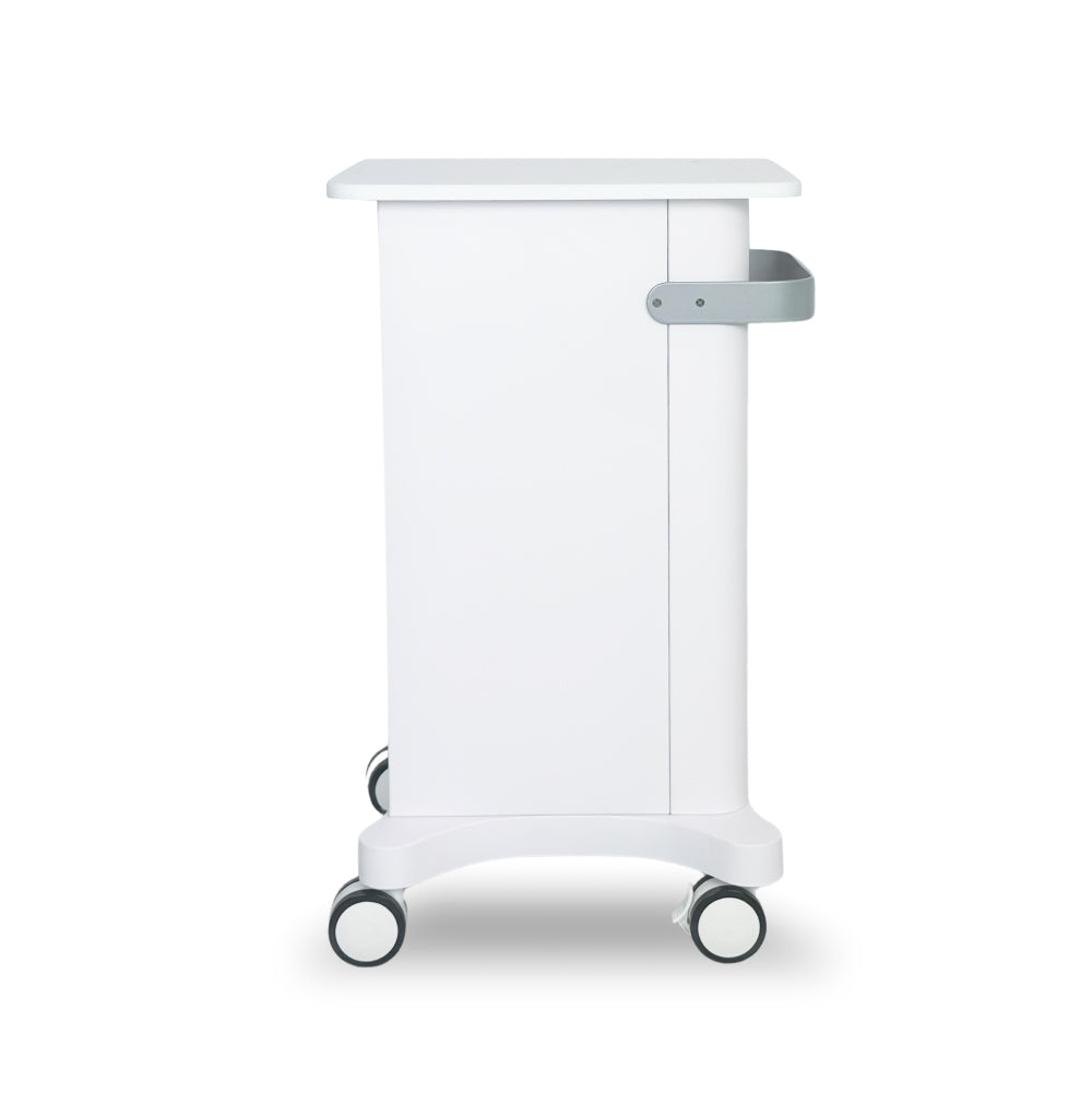Side view of Zemits PrimeCart M trolley with aesthetic equipment