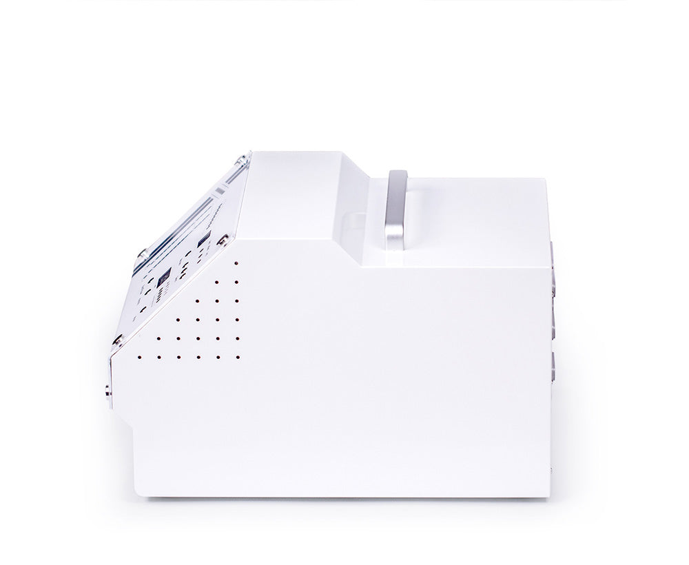 Side of Zemits Demeter 2.0 professional 44-chamber pressotherapy machine for lymphatic drainage and body contouring treatments